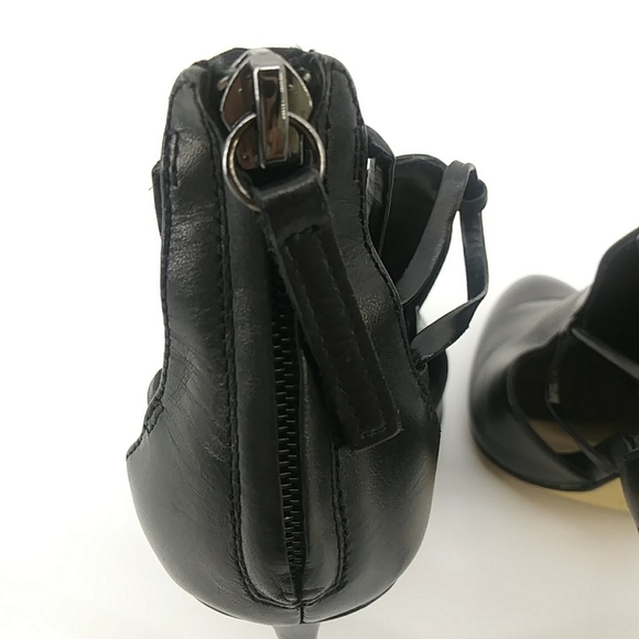 Zara Woman Genuine Leather Strappy Heeled Black Booties 35 - Picture 7 of 13